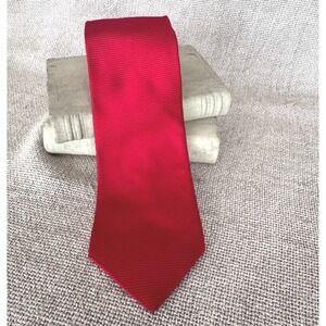 Vintage Tommy Hilfiger Red & Navy Color Block Silk Tie 90s Preppy